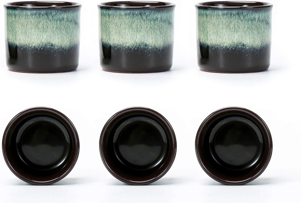 Japanese Tea Cups Set of 6 Ceramic Tea Cups, 2.5 Ounces Ceramic Cups, Matcha Cups (magic exterior)