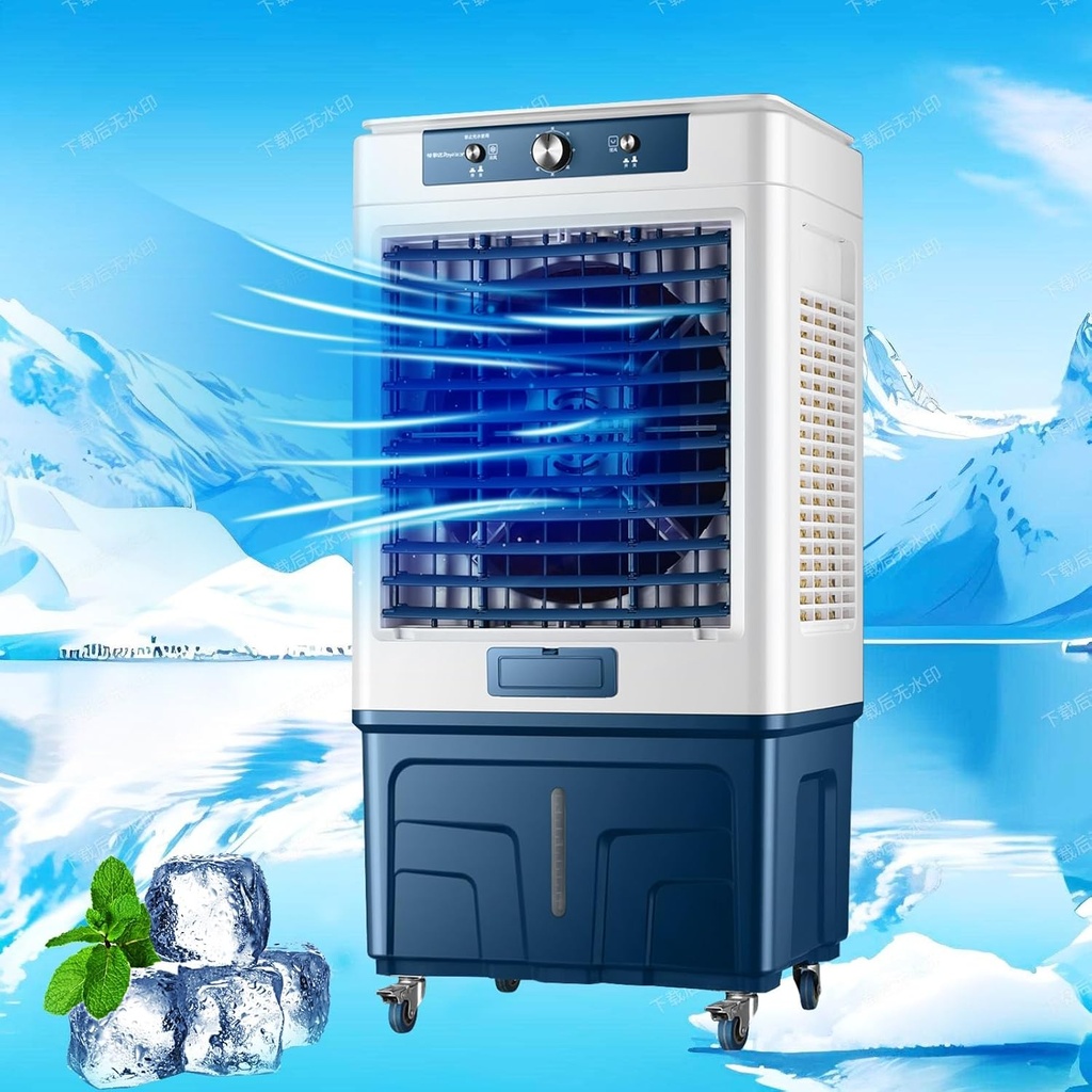 Swamp Cooler, Evaporative Air Cooler with Continuous Auto Fill, Scroll Casters, Evaporative Cooler for Commercial, Industrial, Garage, Patio, Outdoor Use(113CM/44.4in)