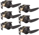 KNOBWELL 6 Pack Passage Lever Door Handle Non-Locking Leverset for Hallway Closet, Oil Rubbed Bronze Interior Door Handles, Reversible for Right or Left