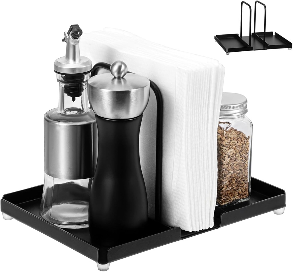 Vertical Kitchen Spice Rack Organizer Napkin Holder Liquor Bottle Storage Rack for Countertop Decor