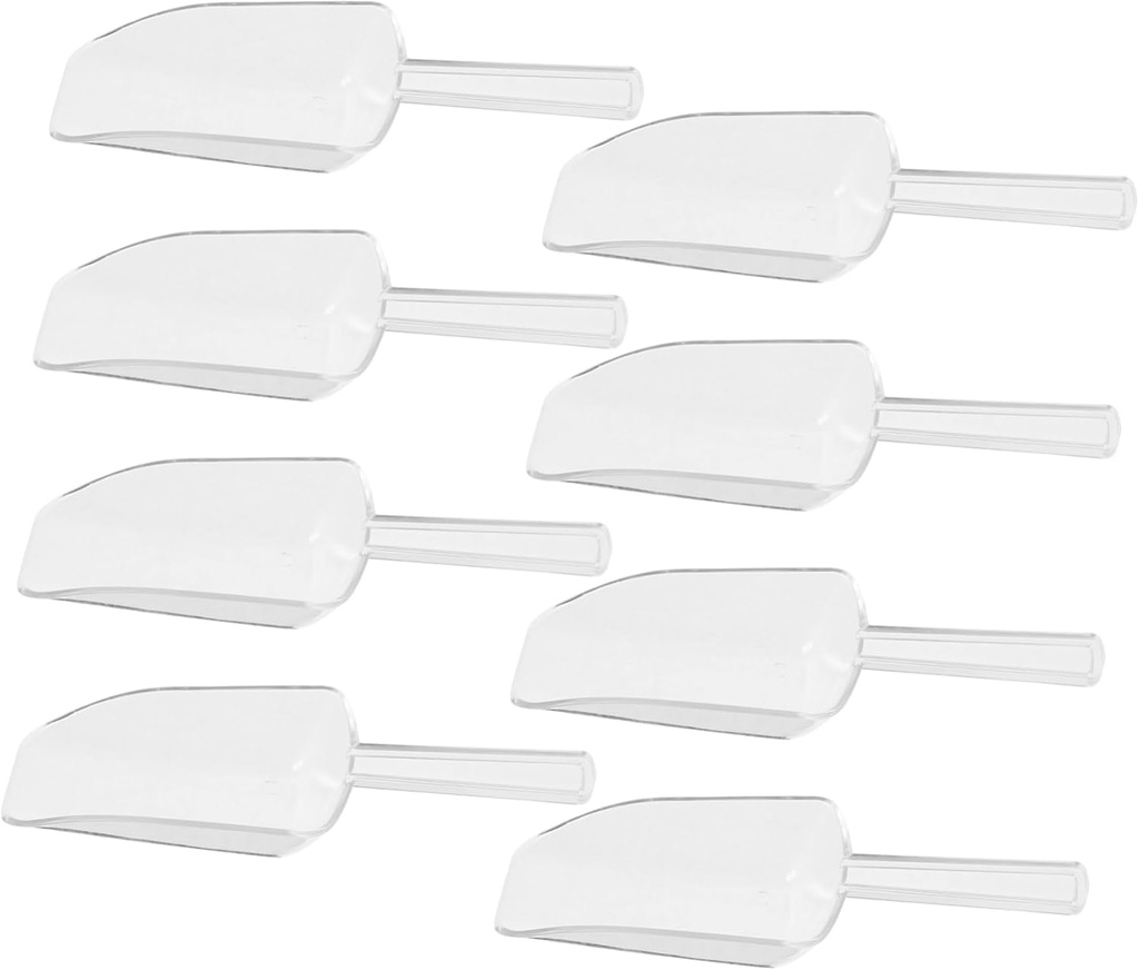 BESTYASH 8Pcs Mini Plastic Scoops for Clear Dessert and Flour Shovel Food Grade Kitchen Tool for Popcorn and Ice Serving White