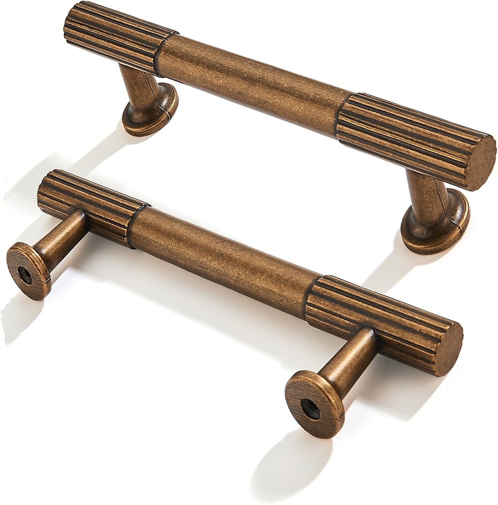 2-Pack 3 Inch Hole Center Antique Brass Cabinet Pulls Solid Heavy Duty Cabinet Pull is Suitable for Drawers Dressers Handles Kitchens Bathroom cabinets