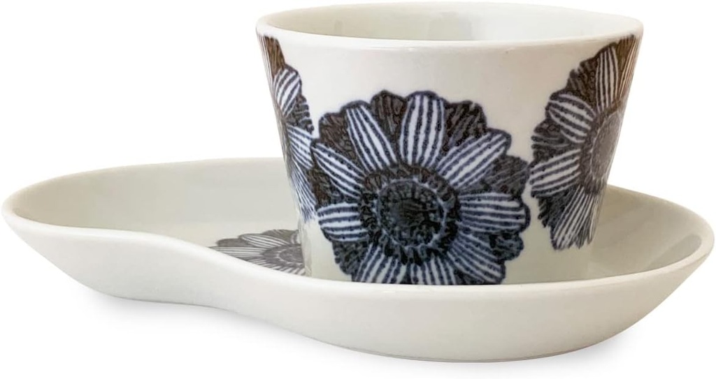 J-kitchens Kiln Coffee Cup & Saucer Hasami Ware Made in Japan Gerbera