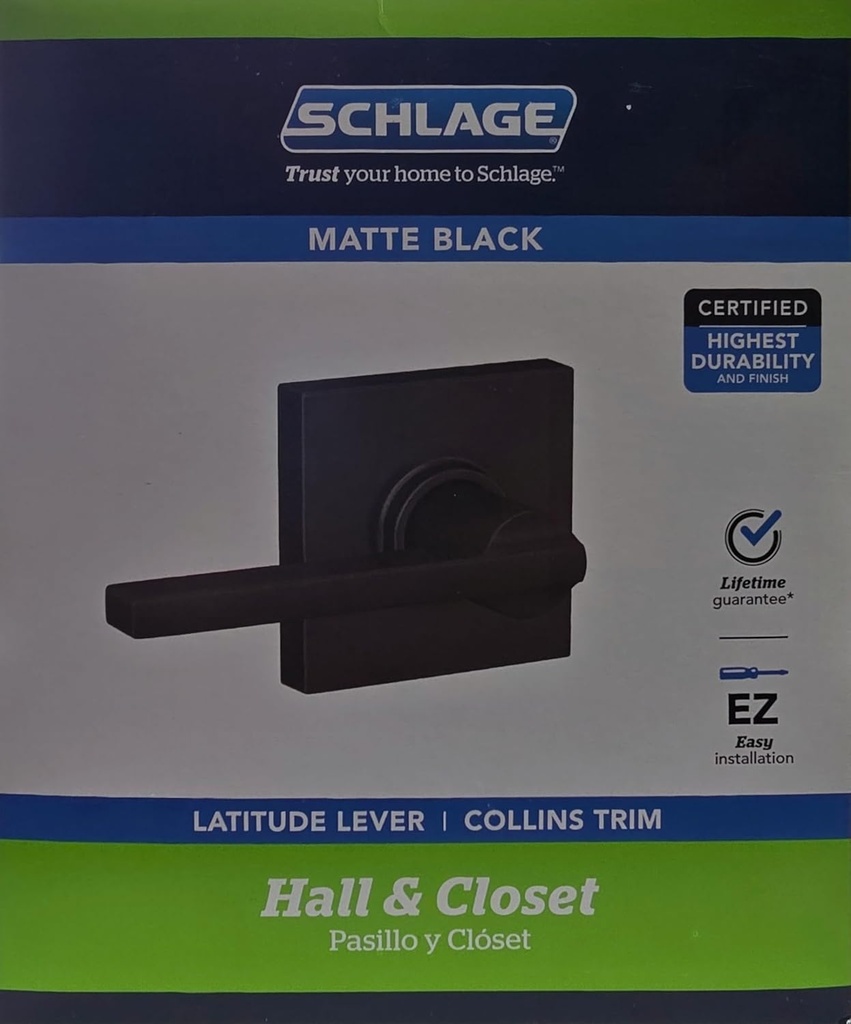 SCHLAGE Latitude Lever, Matte Black