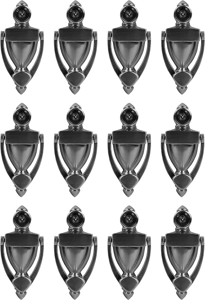 Set of 12 Metal Door Knockers with Viewer - 180 Degree Fish Eye View - Easy to Install - Hardware Included - Instantly Add Value to Your Home (12, Satin Brushed Zinc)