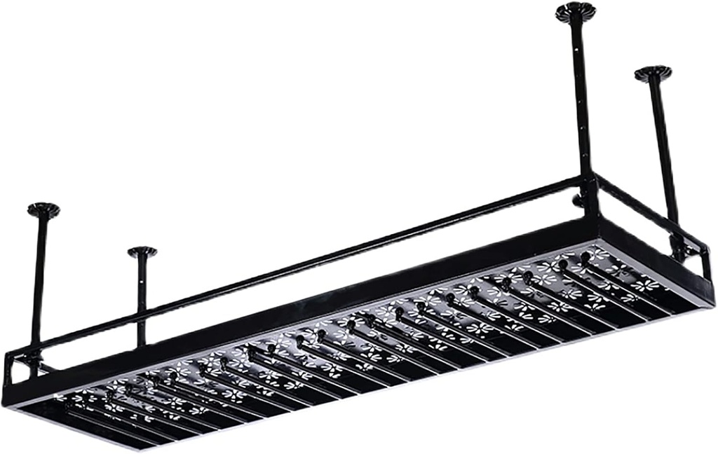 Wine Rack, Iron Hanging Wine Bottle Holder, Ceiling Decoration Shelf for Bar, Restaurants, Kitchen Or Wine Cellar Storage (B 100cm)