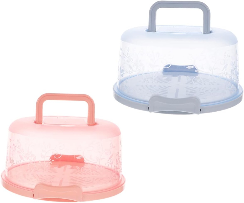 2pcs Handheld Transparent Cake Containers Handles Portable Cake Holder for for Parties and Home Use
