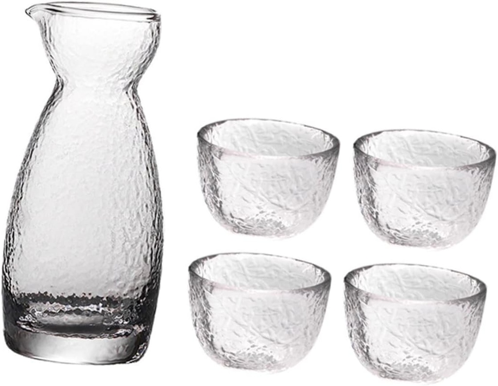1set Japanese Style Hammered Sake Glass Set Elegant Wine Cups Outdoor Drinking Accessories