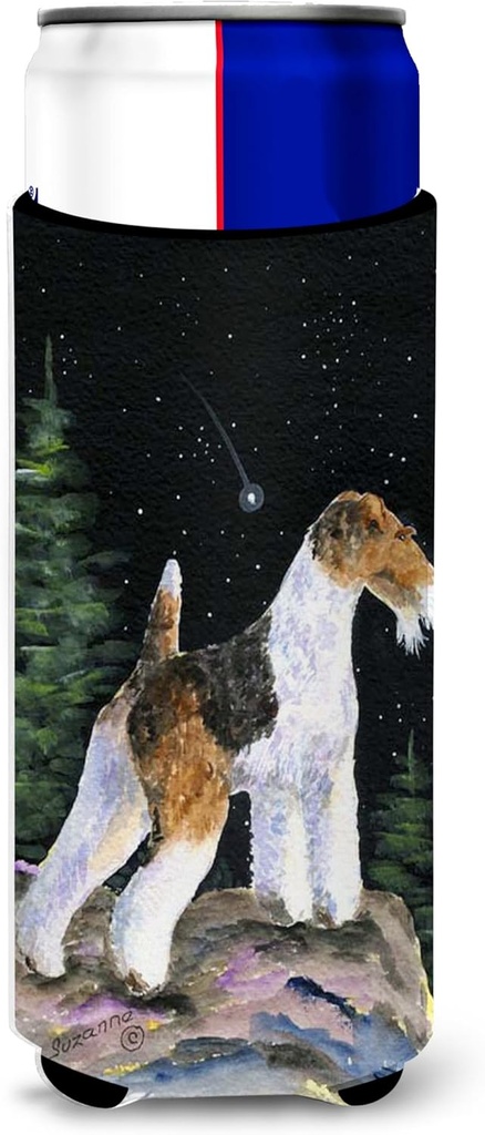 Starry Night Fox Terrier Ultra Beverage Insulators for slim cans