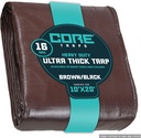 Core Tarps Extra Heavy Duty 16 Mil Tarp Cover, Waterproof, UV Resistant, Rip and Tear Proof, Poly Tarpaulin with Reinforced Edges for Roof, Camping, Patio, Pool, Boat (Brown/Black 10′ X 20′)