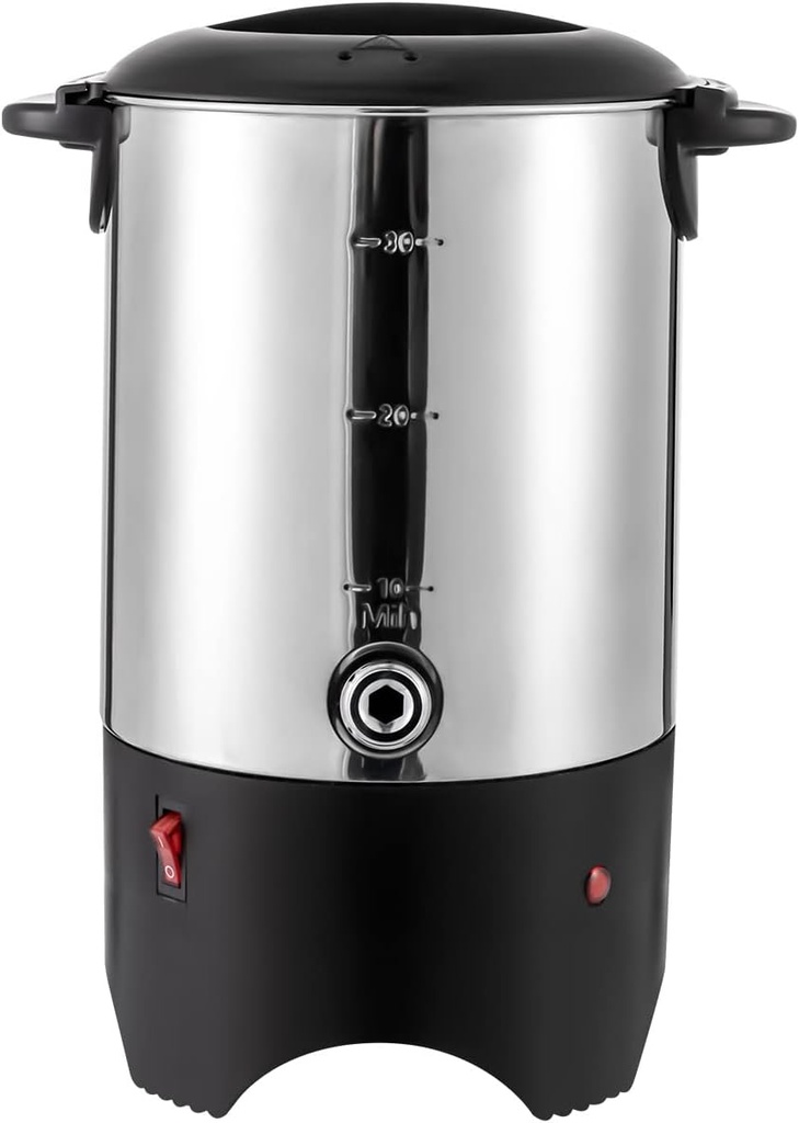 Commercial Coffee Urn 304 Stainless Steel Coffee Maker 5.2L Hot Water Dispenser Electric Coffeemaker Hot Drink Dispenser 1000w Fast Heating Coffeepot for Restaurants or Parties (5.2L)