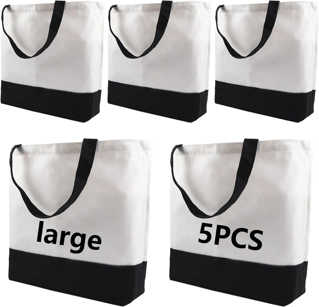 OKBA 5 pcs Sublimation Tote Bags,polyester tote bags for sublimation, blank canvas tote bags for DIY Crafting and Decorating