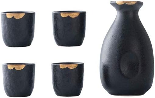 Maya Star Japanese Sake Set Sake Cup Set Traditional Outline in Gold Design Porcelain Pottery Ceramic Wine Glasses #01