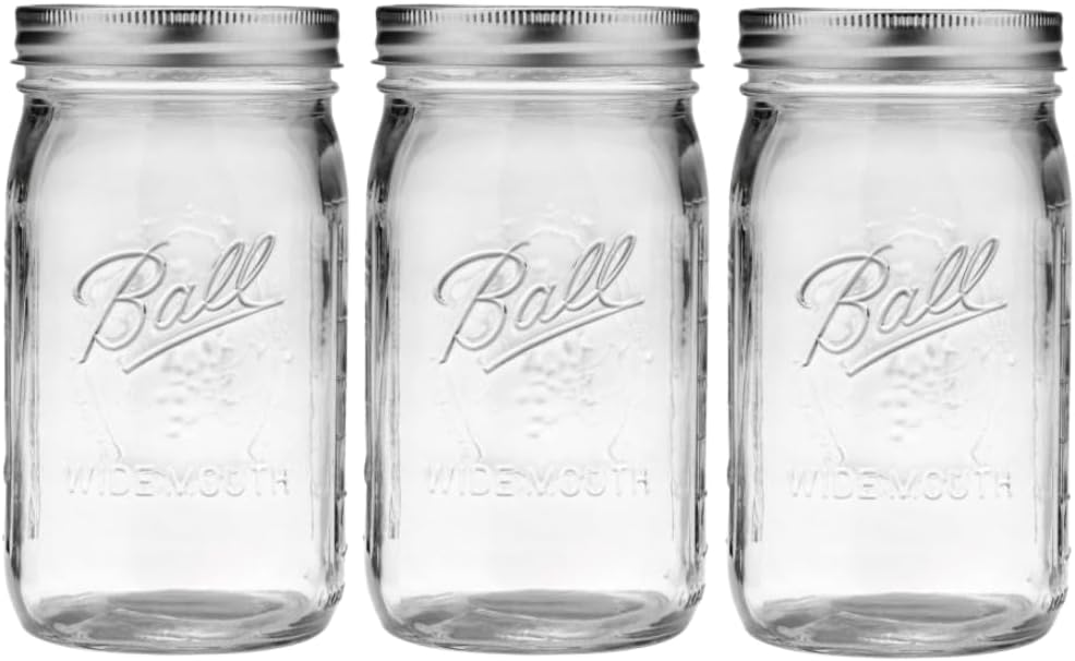 Ball Mason Jar-32 oz. Clear Glass Wide Mouth - Set of 3