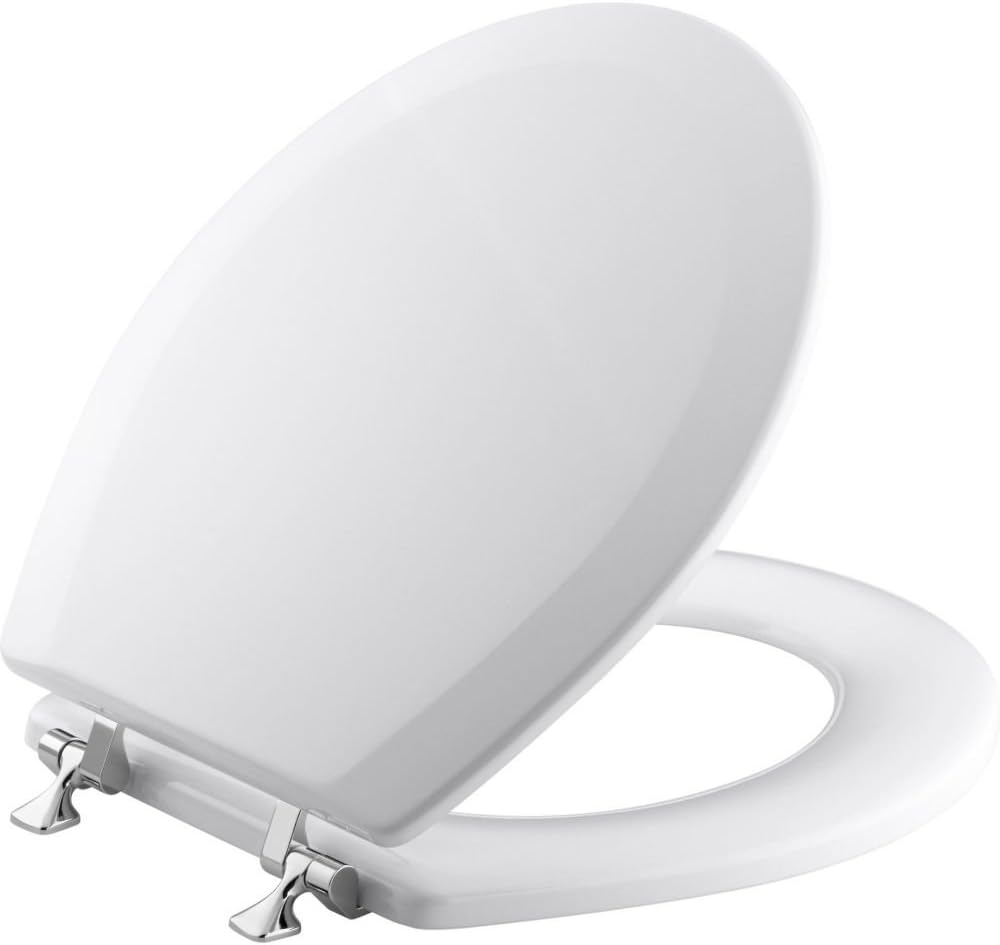 Kohler Triko round-front toilet seat with Polished Chrome hinges