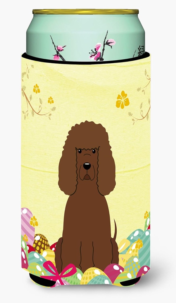 Caroline's Treasures BB6063TBC Easter Eggs Irish Water Spaniel Tall Boy Hugger Can Cooler Sleeve Hugger Machine Washable Drink Sleeve Hugger Collapsible Insulator Beverage Insulated Holder
