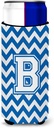 Letter B Chevron Blue and White Ultra Beverage Insulators for slim cans