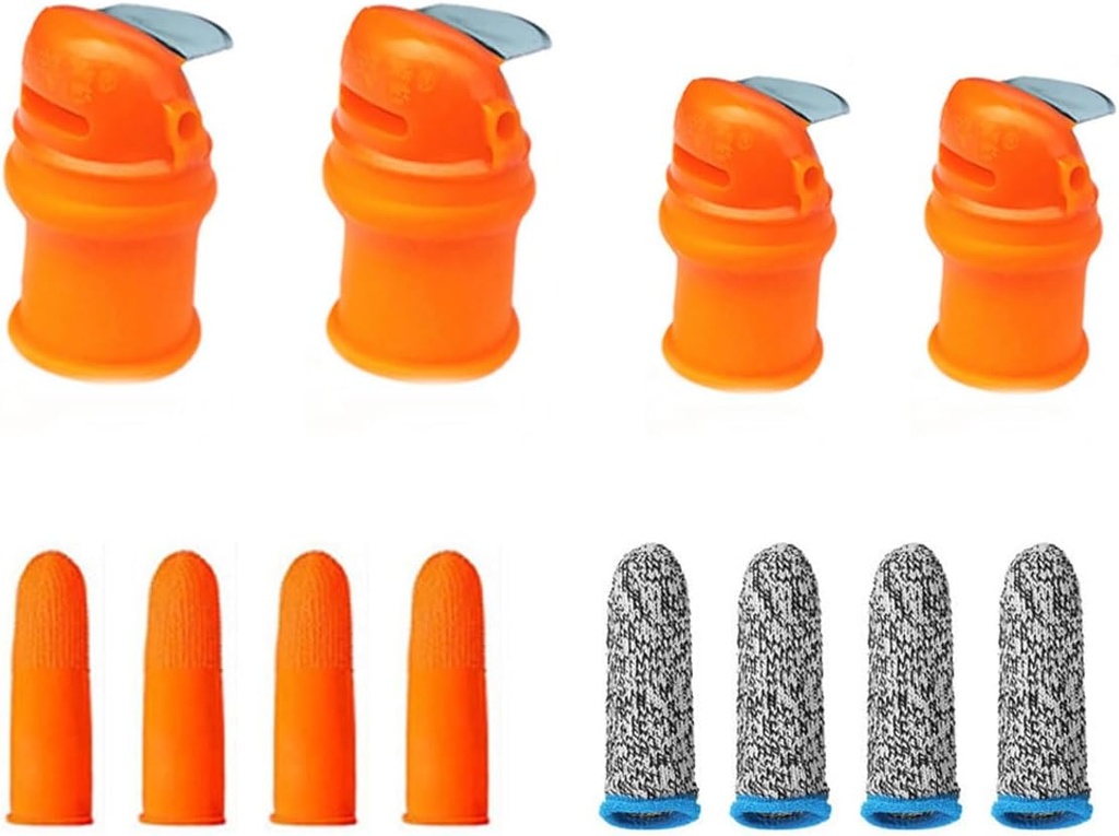 12 Pcs Silicone Thumb Knife Gardening Tool Set for Harvesting, Thumb Cutter for Finger Protection, Plant Fruit Picking, Trimming(Flat Blade)