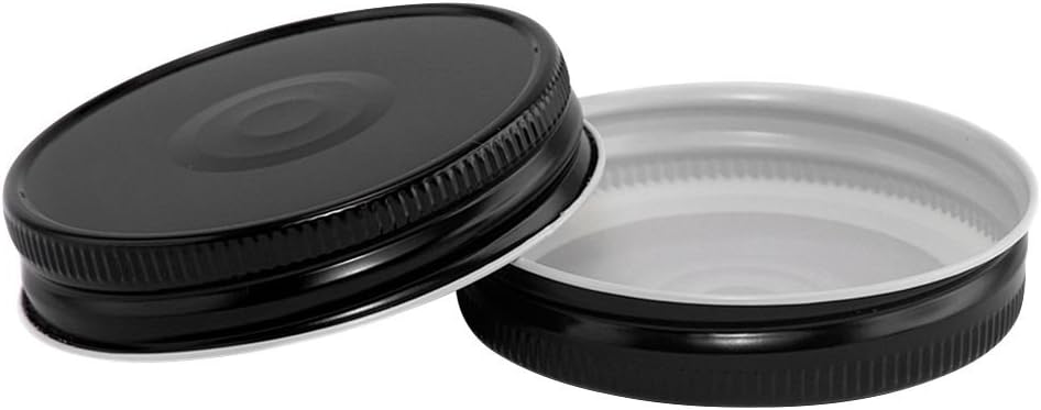 North Mountain Supply - SB70-BK-12 Regular Mouth Metal One Piece Mason Jar Safety Button Lids (Pack of 12, Black)