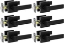 Matte Black Door Handle Interior Knob Keyless Levers Set (6 Pack), Heavy Duty Privacy Lock for Bedroom or Bathroom, Reversible for Left Right Sided Doors