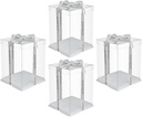 Zerodeko Transparent Cake Box with Ribbon, 4PCS Clear Plastic Cake Boxes Bakery Packaging Carriers Baking Cookie Cake Box Case for Birthday Wedding 4Inch