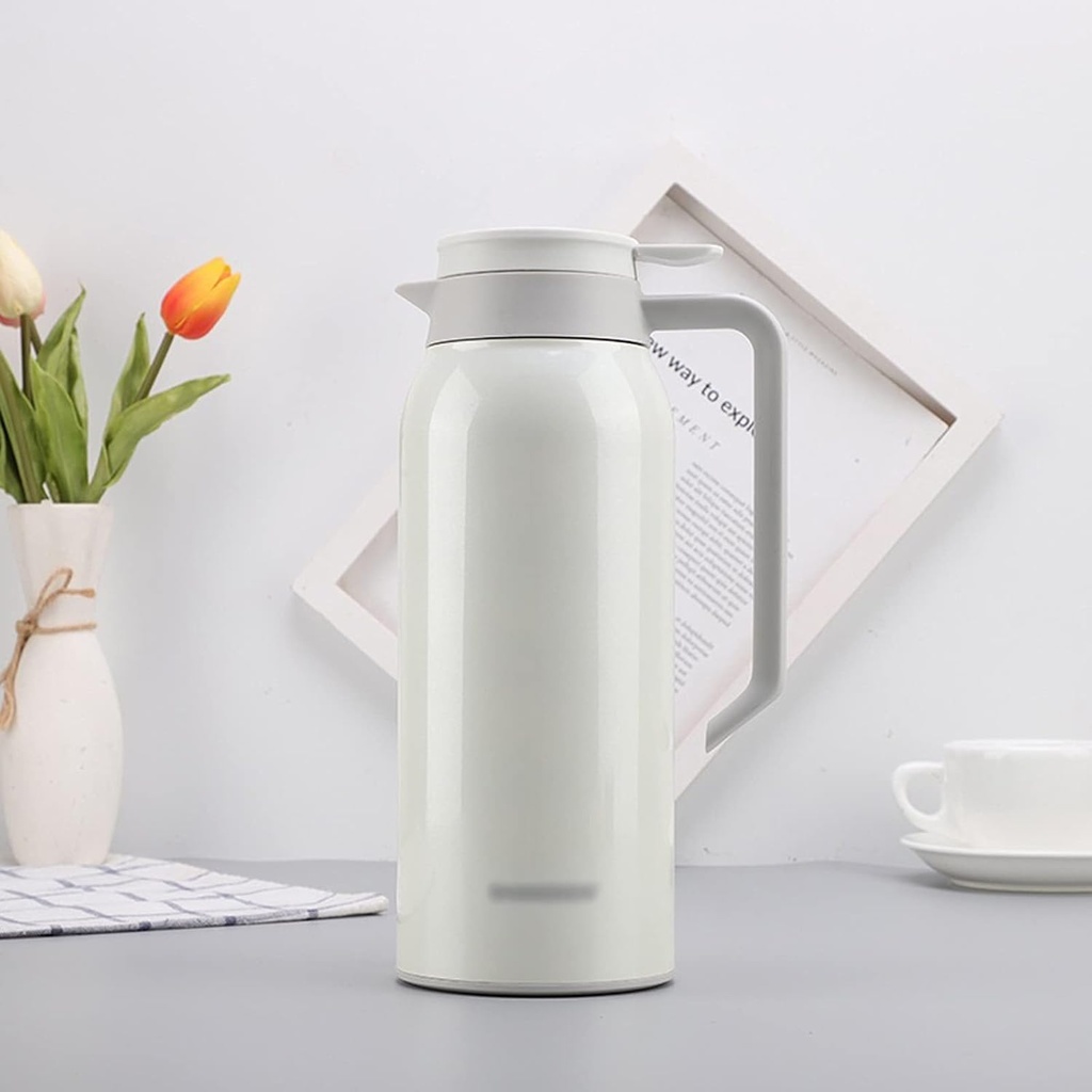 Electric Kettle Insulated Bottle Home Stainless Steel Hot Water Pot Kettle Coffee Tea Insulation Office Thermal Warm Bottles Tea Kettle/White/1500Ml