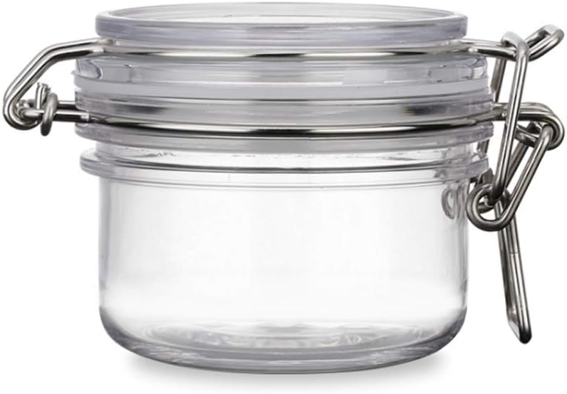 2Pcs 4 Oz/120ml Clear Round Plastic Home Kitchen Storage Sealed Jar Bottles with Leak Proof Rubber and Hinged Lid for Herbs, Spices, Candy, Gift, Arts and Crafts Storage Multi-purpose Container