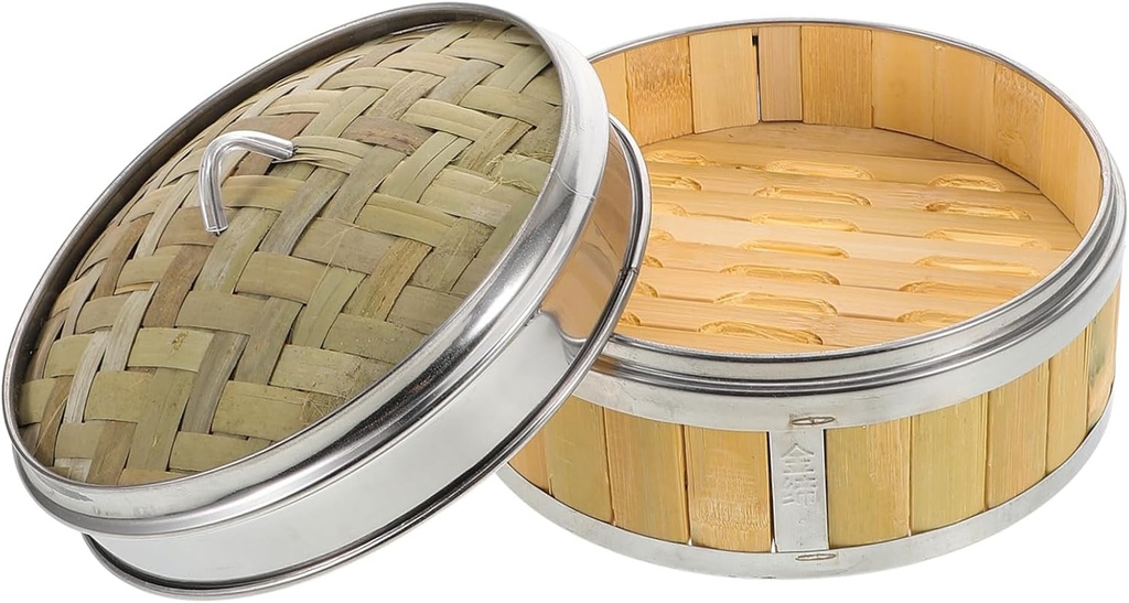 Traditional Chinese Steamer Basket Lid Bamboo Steamer Electric Hot Pot Cooker Steaming Baskets for Vegetables Fish Dim Sum Stainless Steel Construction