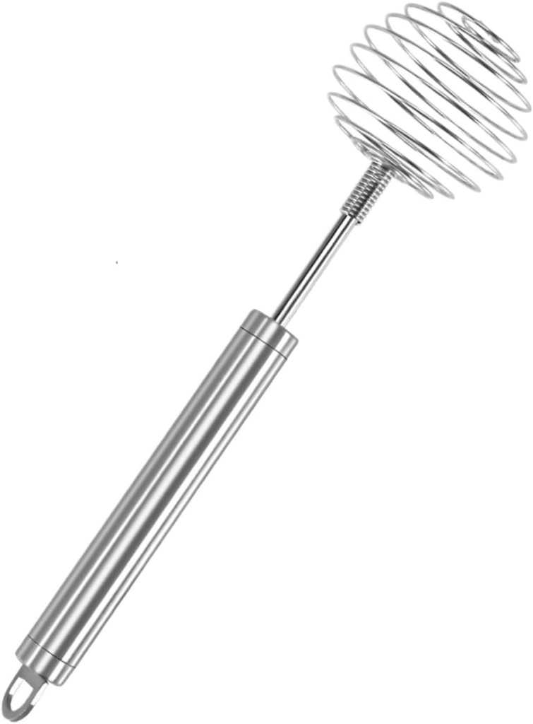 GeRRiT Spring Coil Egg Mixer, Household Round Whisk, Stainless Steel Handle Spherical Manual Egg Whisk, 24x6cm