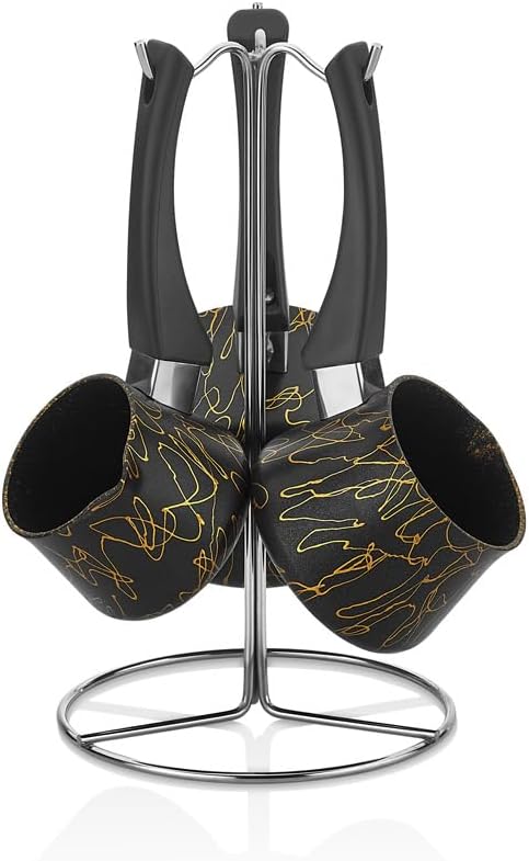 4-Piece Avangarde Granite Coffee Pot Set – Durable Non-Stick Turkish Coffee Maker – Stylish and Versatile Cookware for Perfect Brews