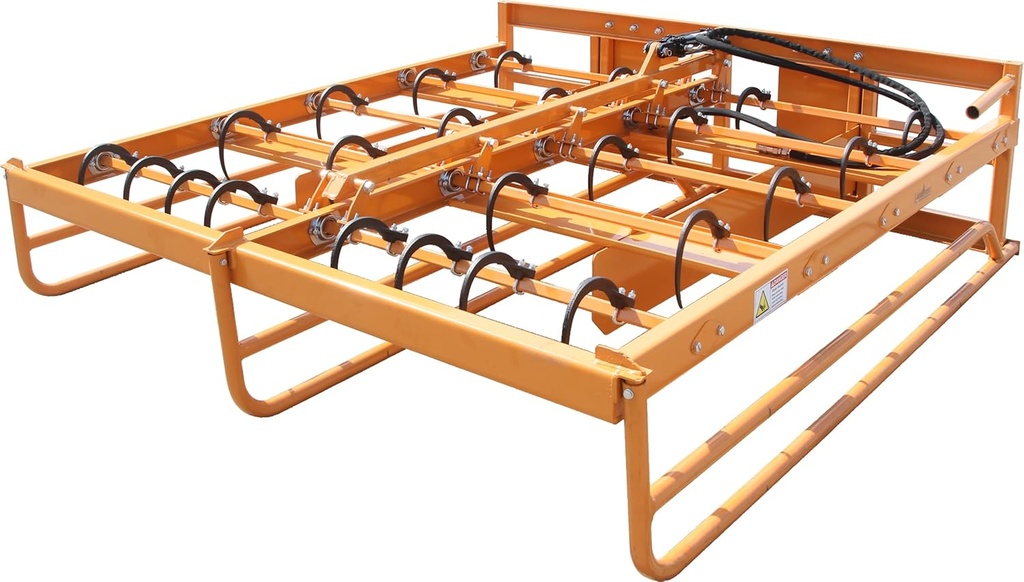 Hay Accumulator Grapple 8-10 Square Bales Hay Bale Grabber with 24 Hooks Skid Steer Attachment for Farm