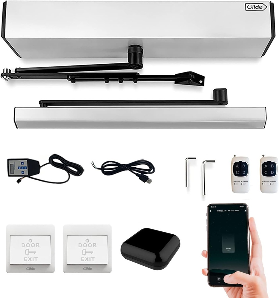 Olideauto Automatically Door Closer with Wireless Remote Control,WiFi Access Control Automatic Door Opening System,Compatible for Alexa,Google Home,Smartphone App