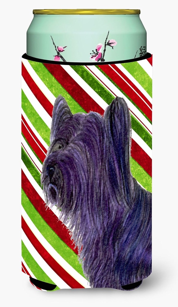 Caroline's Treasures SS4532TBC Skye Terrier Candy Cane Holiday Christmas Tall Boy Hugger Can Cooler Sleeve Hugger Machine Washable Drink Sleeve Hugger Collapsible Insulator Beverage Insulated Holder