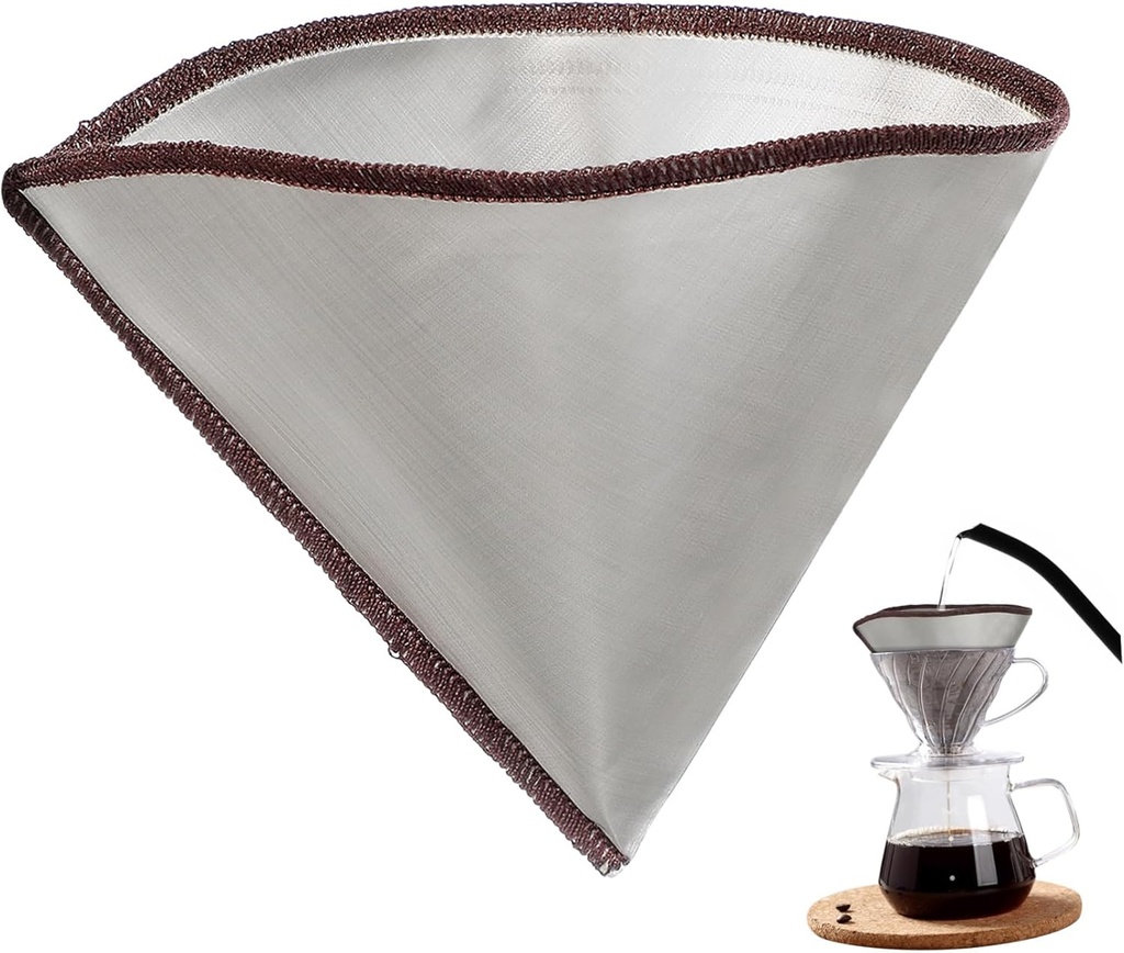 Healifty Stainless Steel Coffee Filter Screen for Cups Reusable Fine Mesh Espresso Strainer Paper Brewing Filter Deformation Design for Richer Flavor