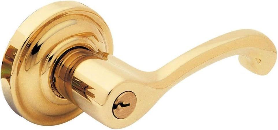 Baldwin 5245.003.RENT Classic Lever Keyed Entry Set, Lifetime Polished Brass