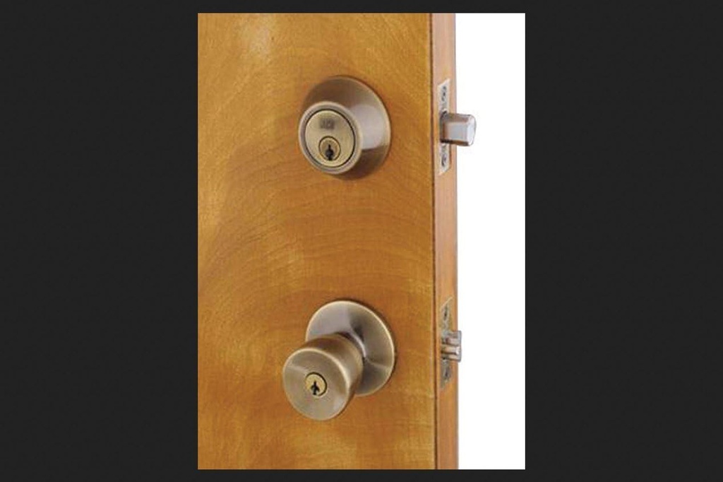 Homeplus Knob Door Lock Entry 1-3/8"To1-3/4 Antique Brass