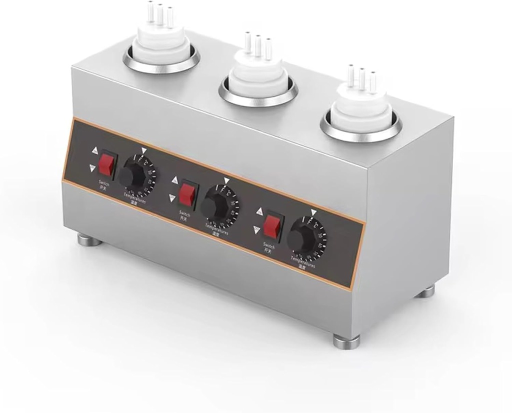 Triple Cheese and Chili Warmer with Bottle,3x650ml Capacity (Triple Bottle Electric Sauce Warmer)
