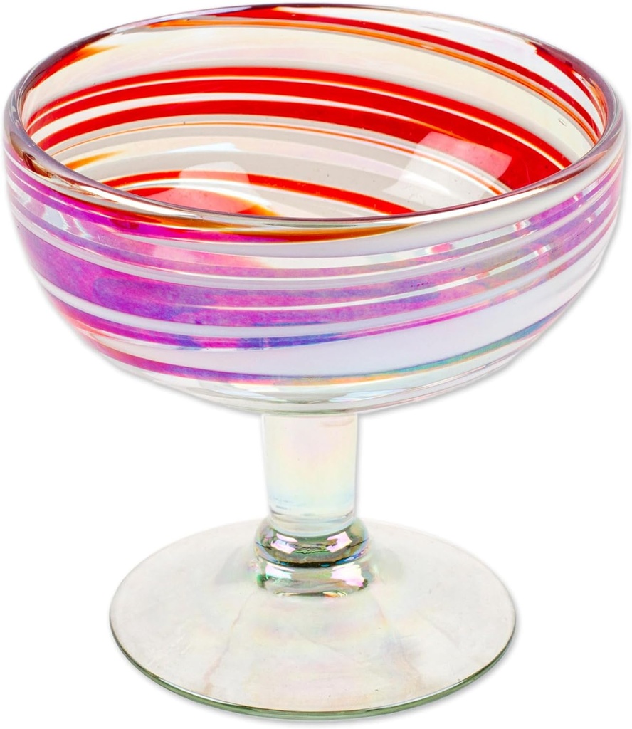 NOVICA Artisan Handblown Cocktail Ecofriendly Red Mexico Tableware Drinkware 'Trendy Enchantment'(Set of 4)