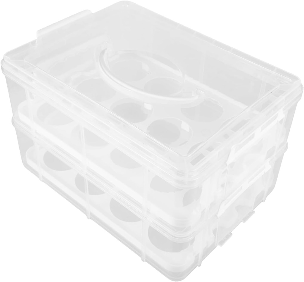 Cupcake Carrier with Handle Sealed Cake Transport Box Two Storage Container for Desserts Transparent Design for Easy Access and Organization for Bakery and Home Use
