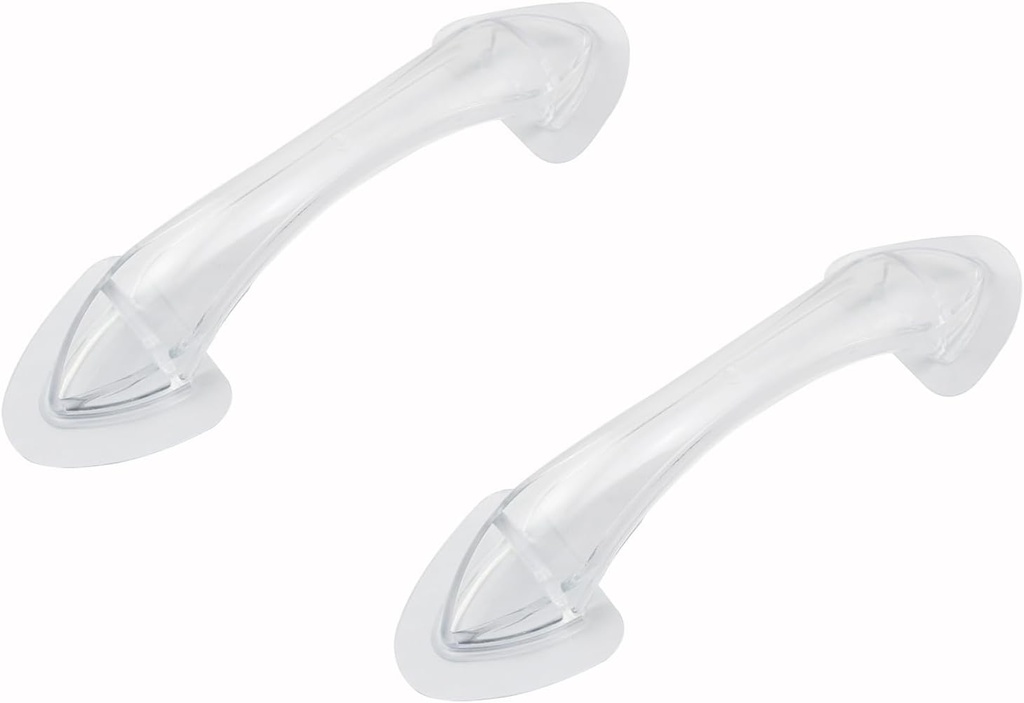 2PCS Acrylic Self Adhesive Handle Transparent Non Punch Balcony Sliding Door Handle Shower Door Handle for Medicine Cabinet Drawer Adhesive Door Handle Glass Cabinet Handle