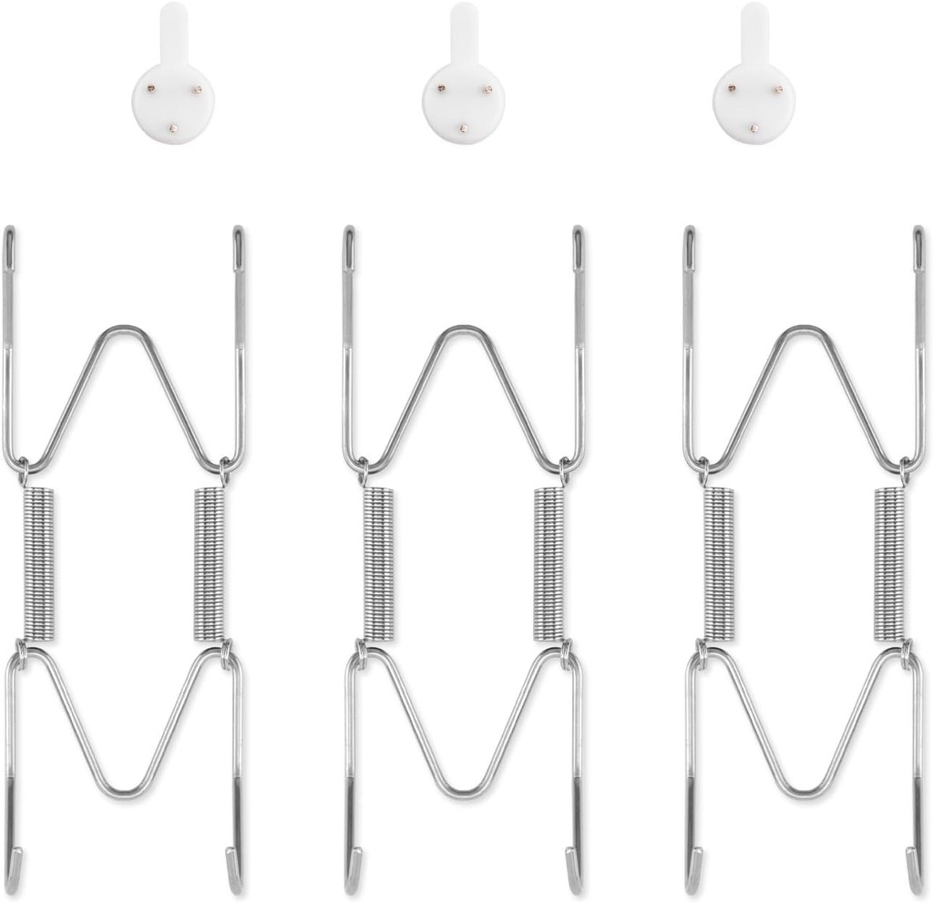 Bilillo 3 Pack Plate Hangers for The Wall, Suitable for 4-6 inch Art Plate, Stainless Steel Invisible Heavy Duty Wire Plate Holder with Wall Hooks, Plate Hangers for Displaying Plates, Silver