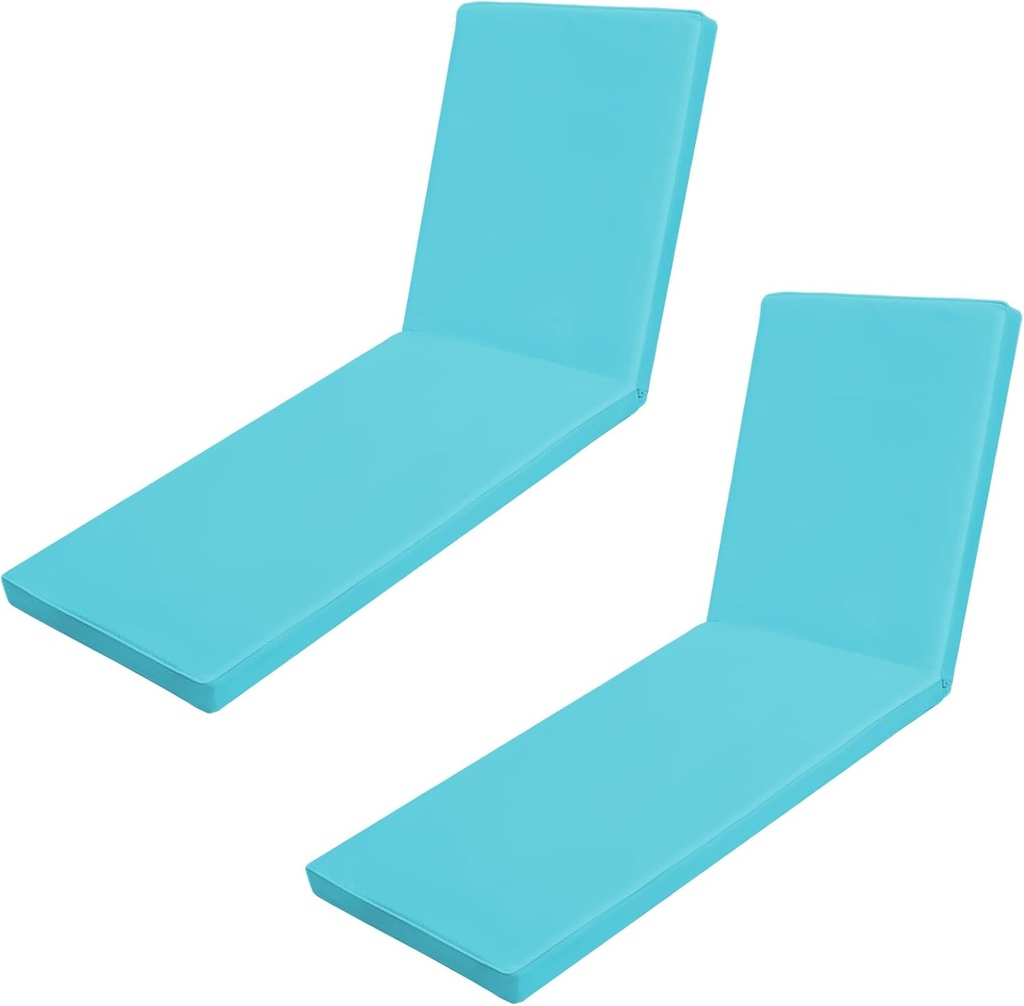 Outdoor Chaise Lounge Cushions for Patio, 71"x22"x3" Lounge Chair Cushions Set of 2, Waterproof Replacement Seat Pads for Outdoor Furniture (Teal, 2 Pcs)