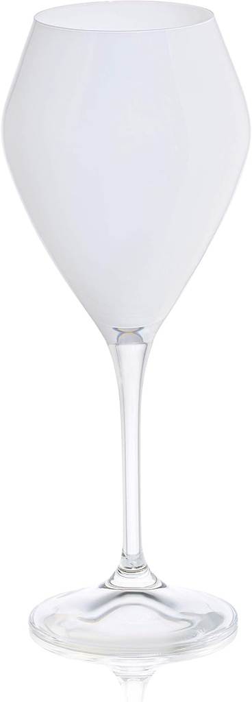 Colored V-shape Glasses with Clear Stem-Set of 6- Fills 14 ounces (white)