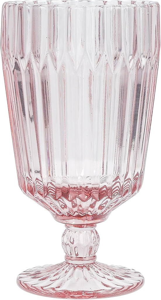 Fortessa Archie Glass Drinkware, Goblet Glass (Set of 6), 14.2 Ounce, Pink