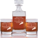 Abby Smith Keep Your Friends Close And Your Bourbon Closer Engraved Decanter and Rock Glasses, Set of 3
