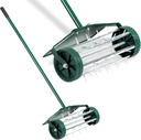 DORTALA Manual Lawn Aerator, Aerator Lawn Tool with Anti-Slip Handle and Tine Spikes, Easy Assembly, Grass Aerator for Lawn, Yard, Garden (with Fender)