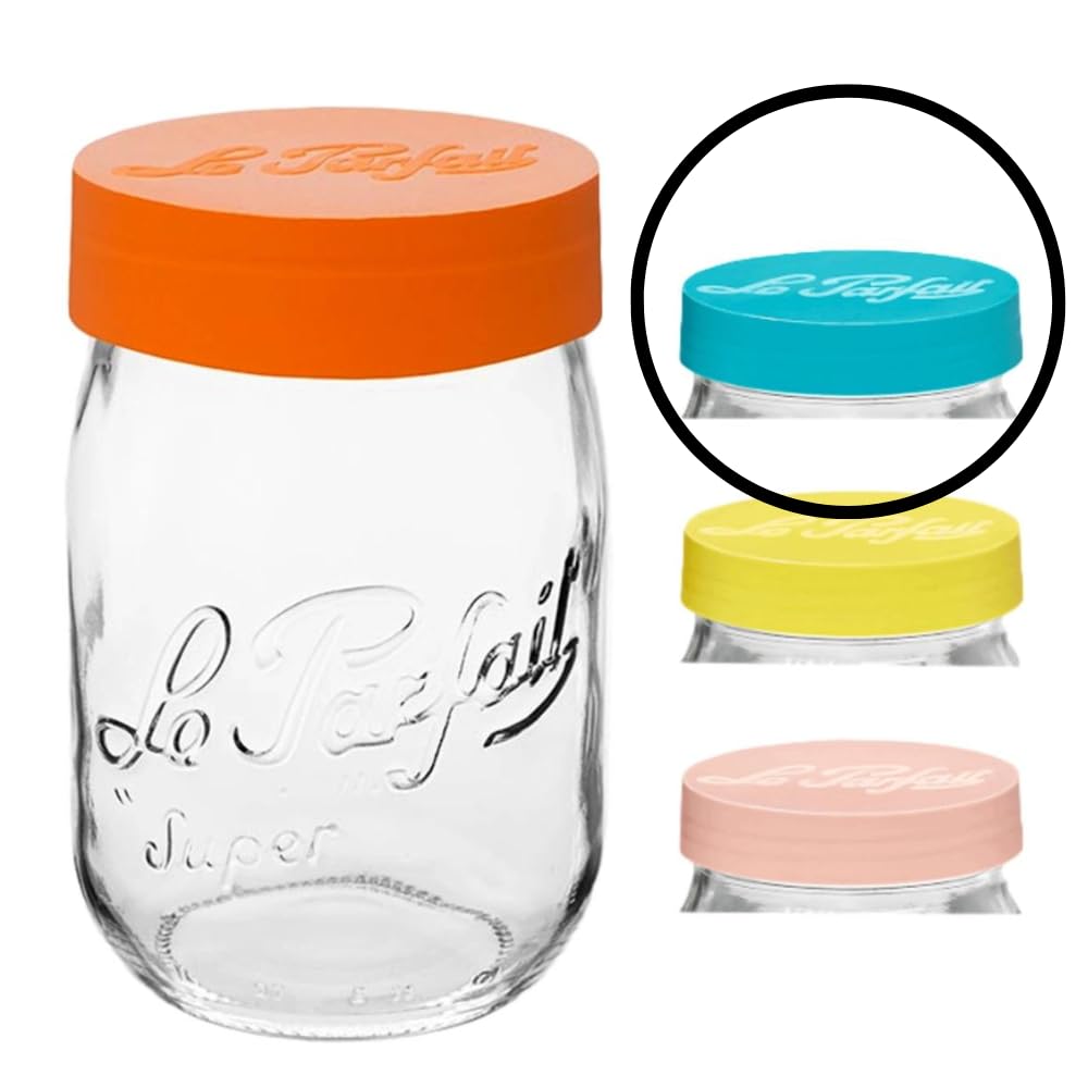 Le Parfait Mixed Color Plastic Lid Screw Top Glass Jar 1L, 1 Ea