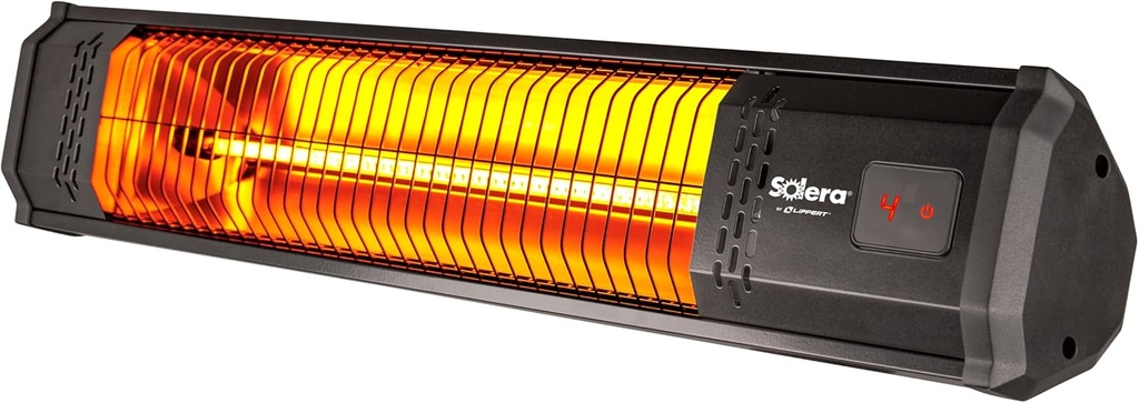 Solera Detachable Electric RV Awning Outdoor Patio Heater with Built-in Timer, Powder Coated Steel Construction, UL Certification, IP35 Rating, Power Cord, Mounting Brackets - 2023035872