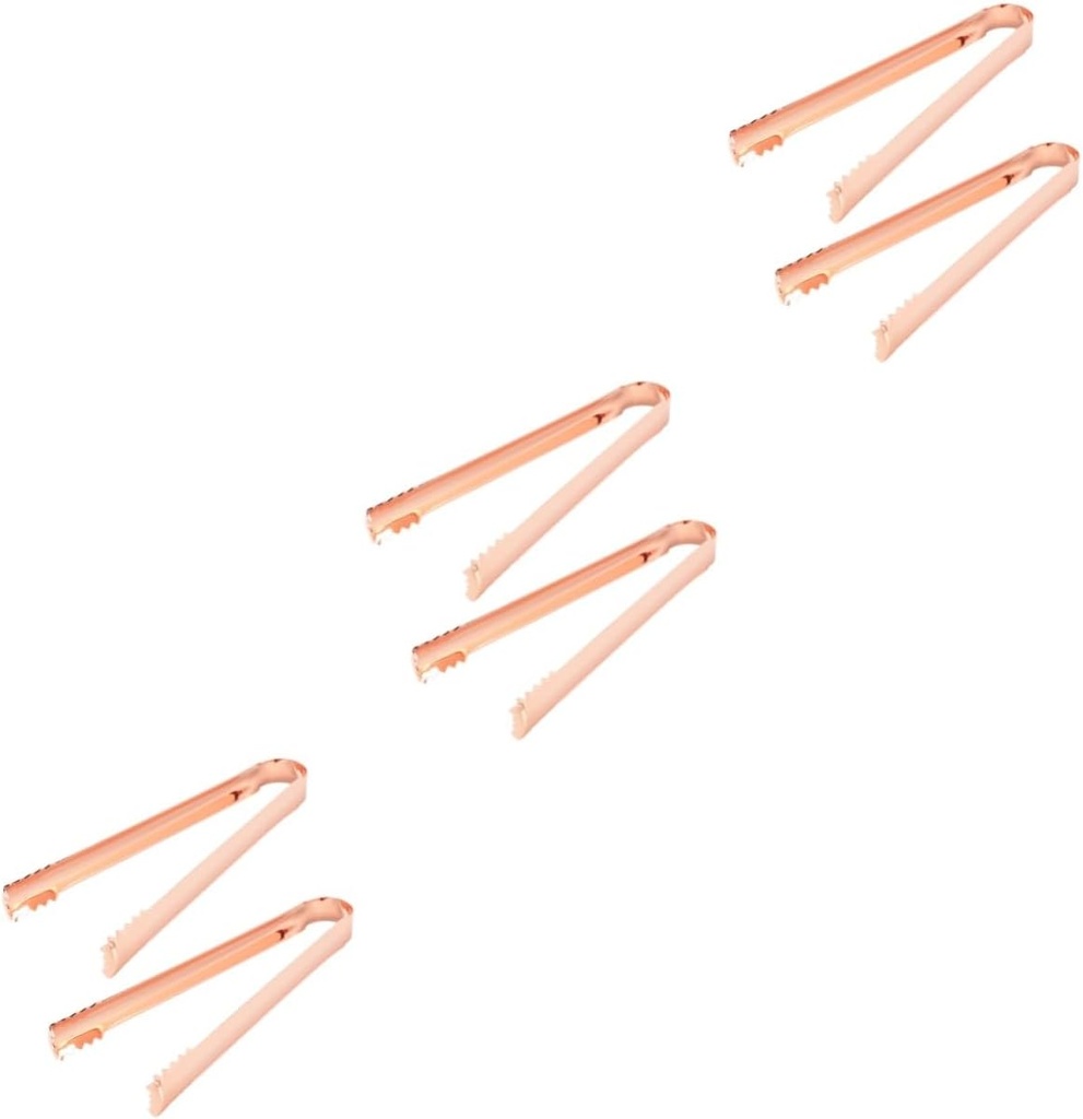 Unomor 6pcs Stainless Steel Ice Tongs and Scoops for Serving Gold Tongs Easy-grip Handle for Sugar Ice Cubes Lemon Slices and More