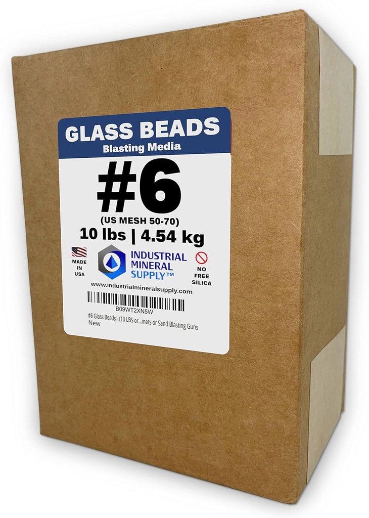 #6 Glass Beads - (10 LBS or 4.54 kg) - Blasting Abrasive Media (Coarse) - 50-70 US Mesh for Blast Cabinets or Sand Blasting Guns